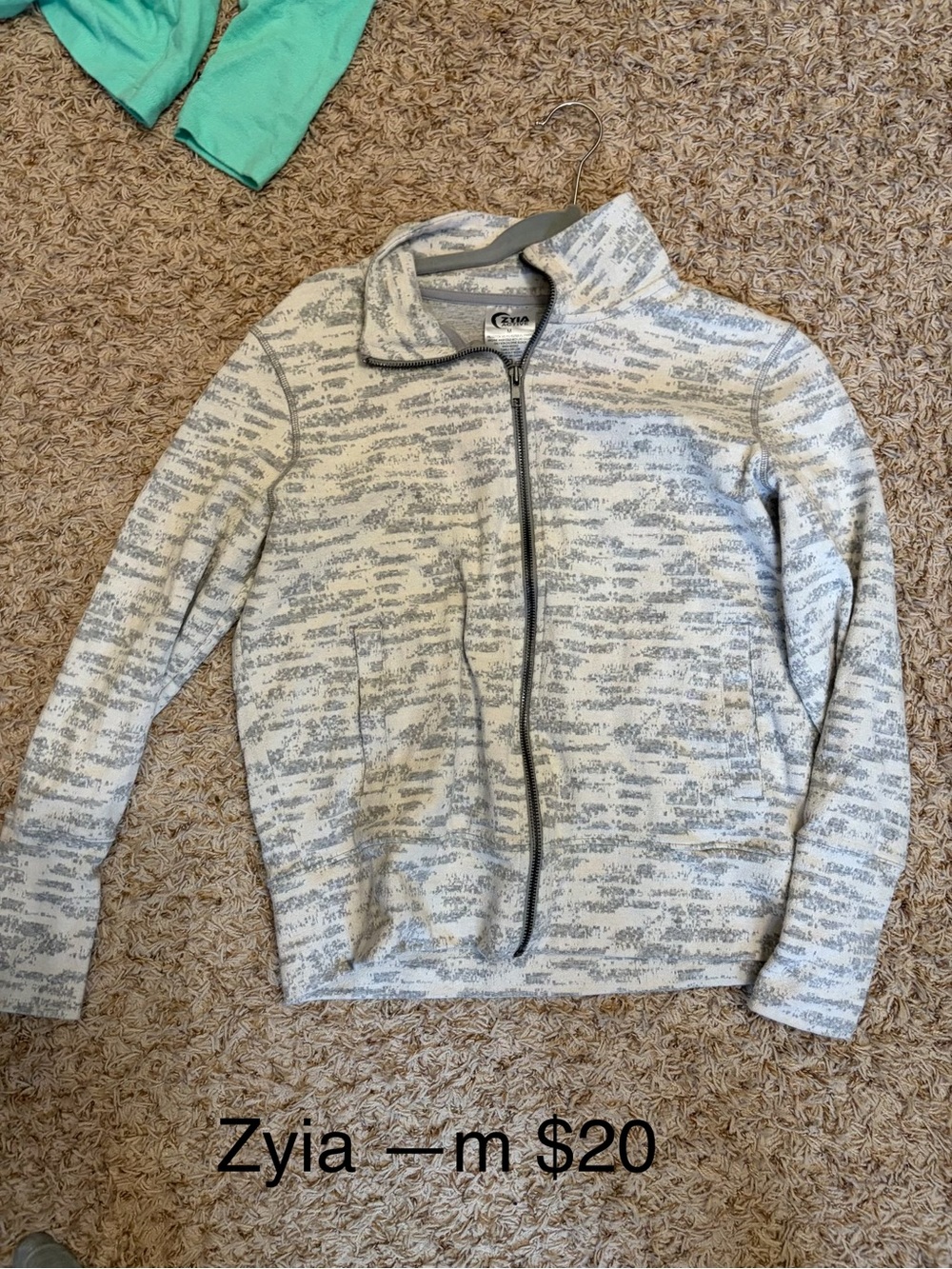 ZYIA Light Gray Heathered Full-Zip Men's Sweater Jacket